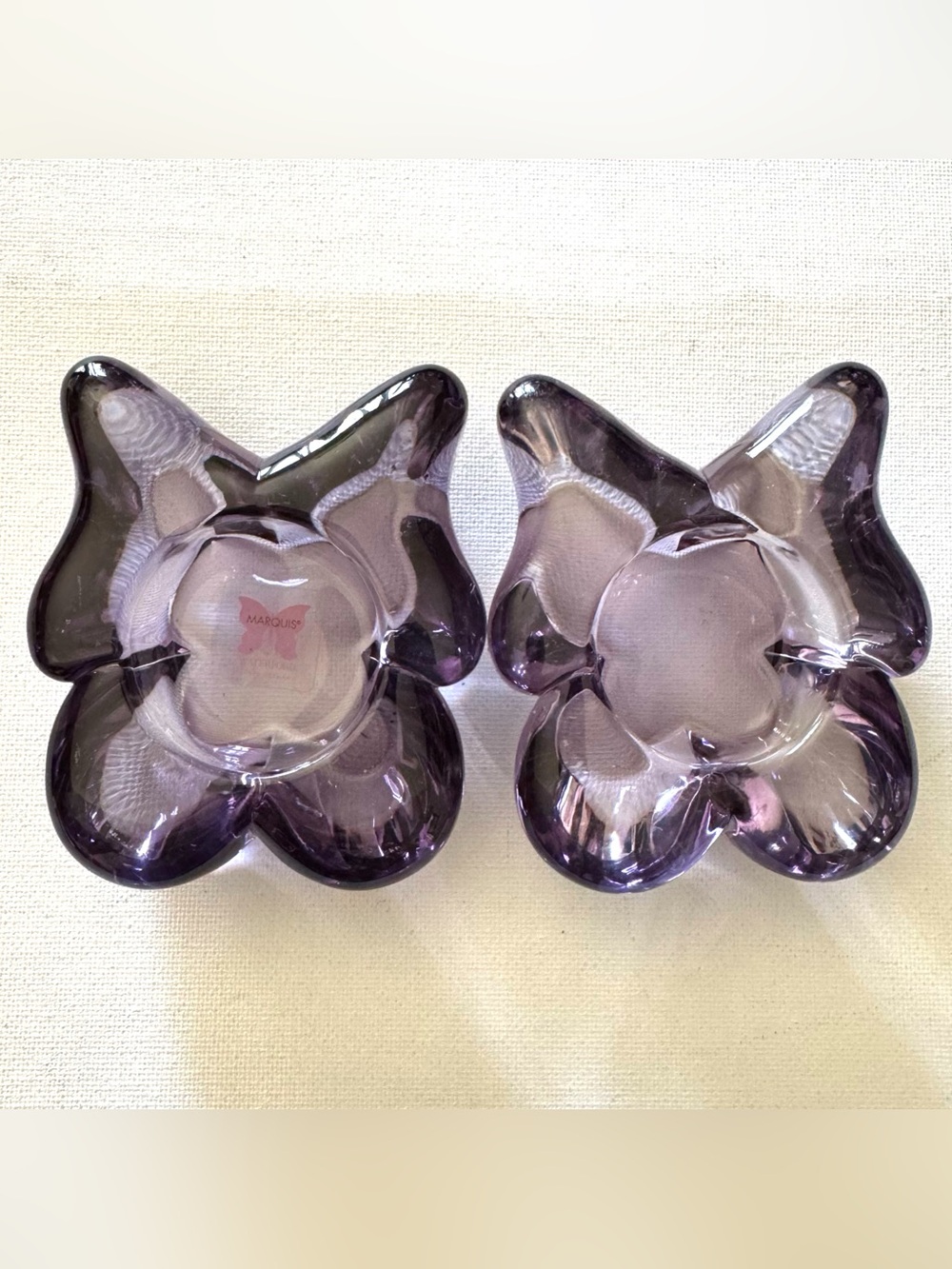 Marquis by Waterford Purple Butterfly Crystal Tealight Candle Holders Set of 2